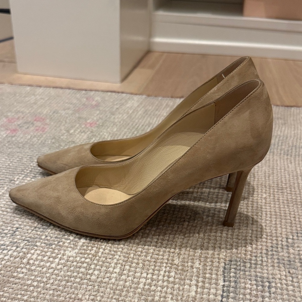 Jimmy Choo Tan Suede Pointed-Toe Heels - Picture 3 of 7